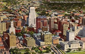 Tennessee Memphis Aerial View Of Business District Curteich