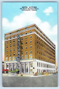 Indianapolis Indiana IN Postcard Hotel Antlers Building Exterior c1940 Unposted