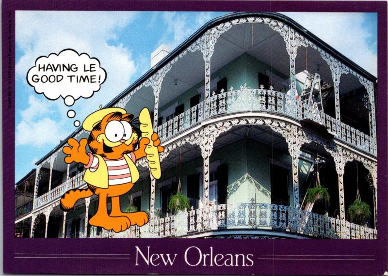 2 Garfield the Cat postcards New Orleans vintage Jim Davis