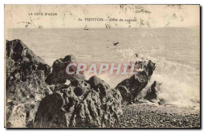 Old Postcard Menton Effect of Waves