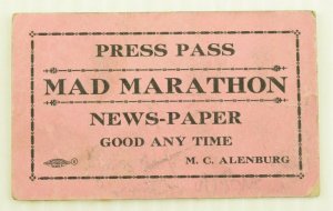 1930 World's Mad Marathon Martin's Dance Pavillion Ticket Press Pass P1 