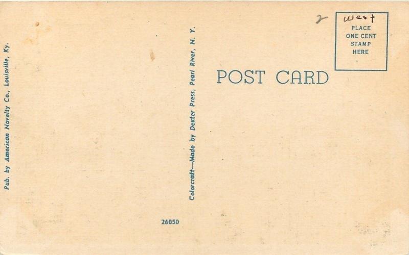 Fort Knox KY~United States Army Post~Cannons Around Flag Pole~1940s Postcard 