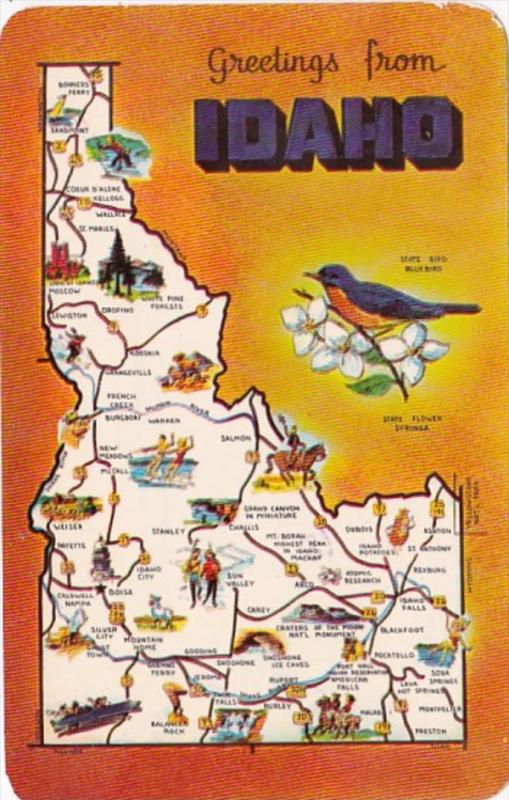 Greetings From Idaho With Map 1970