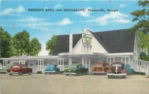 Postcard  1940s Georgia Thomasville Dodson's Grill Restaurant autos 23-12372