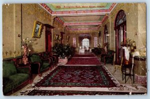 1910 Rome Omaha Vintage Postcard Reception Hall Hotel Interior View Building