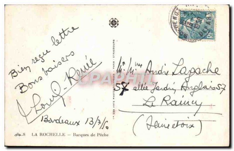 Old Postcard La Rochelle Boat Fishing Boats in