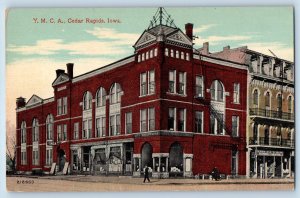 c1910 Cedar Rapids Iowa IA Vintage Postcard Y.M.C.A. Building View Street Road