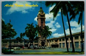 Postcard Honolulu Hawaii c1960 Aloha Tower Old Cars Lighthouse CDS Slogan Cancel