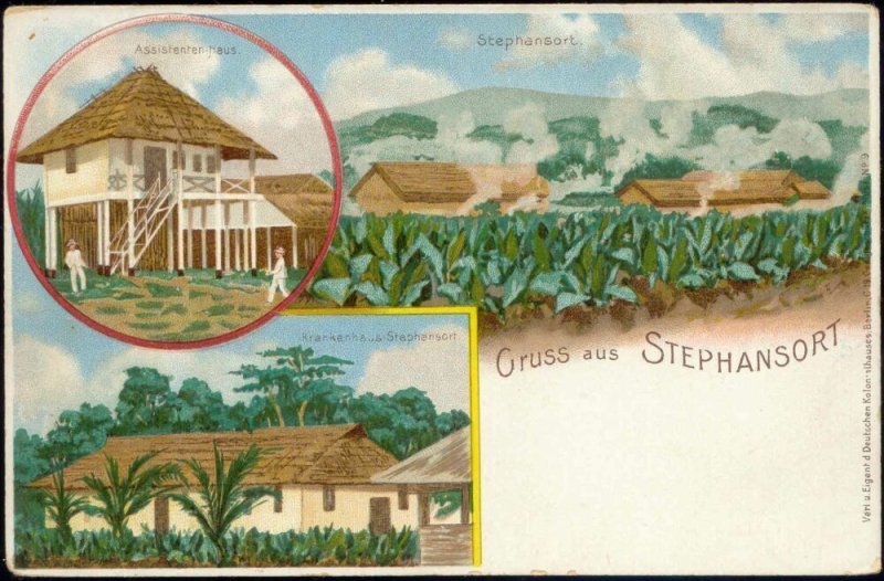 German Papua New Guinea, STEPHANSORT, Hospital, Litho Multiview (ca. 1899)