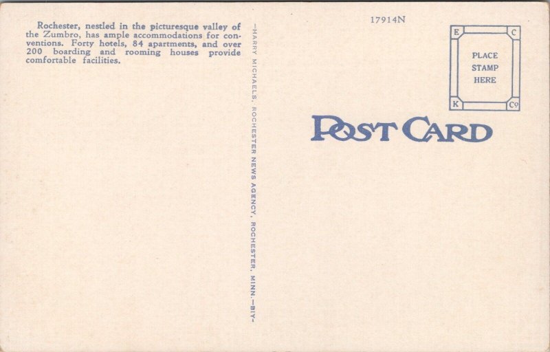 Zumbro Hotel Rochester Minnesota Postcard PC466