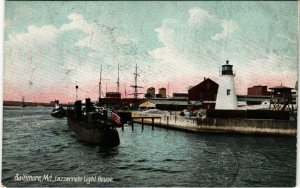 PC CPA US, MD, BALTIMORE, LAZZERRETO LIGHT HOUSE, VINTAGE POSTCARD (b10899)