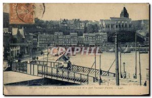Old Postcard Le Treport The quay of the Republic and the swing bridge (farm)