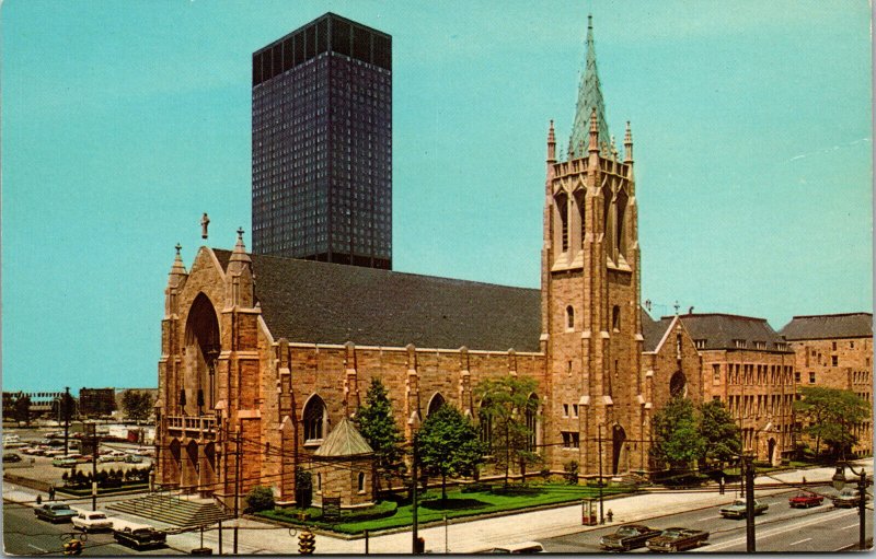 Vtg 1960s Johns Cathedral Square Downtown Cleveland Ohio OH Postcard