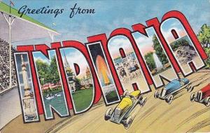 Greetings From Indiana Large Letter Linen
