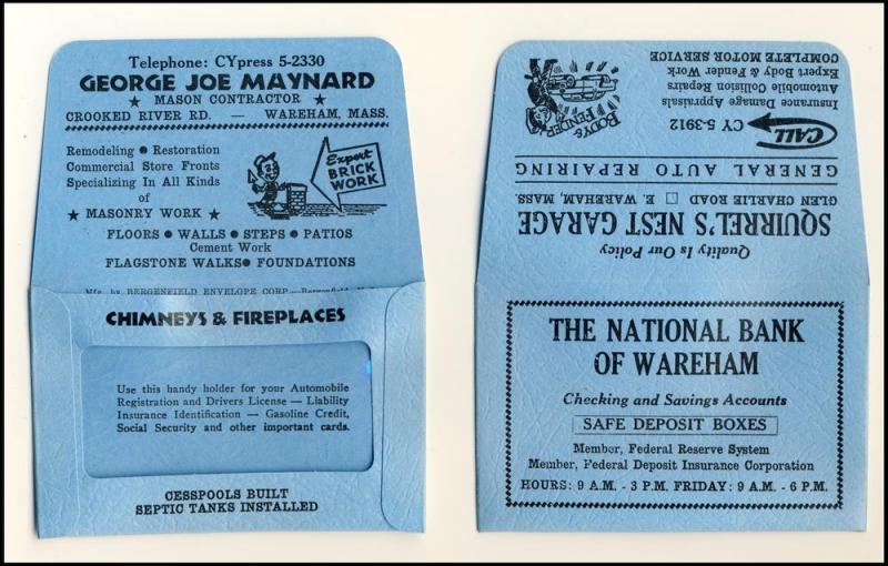 National Bank Of Wareham License Holder, Mass/MA, 1960's?