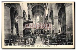 Old Postcard L'Isle Adam Interior of the Church