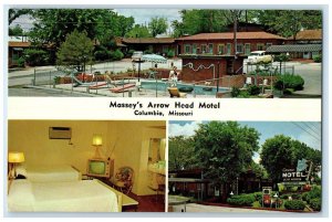 c1960's Massey's Arrow Head Motel Columbia Missouri MO Multiview Postcard