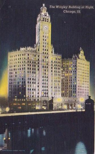 Illinois Chicago The Wrigley Building At Night