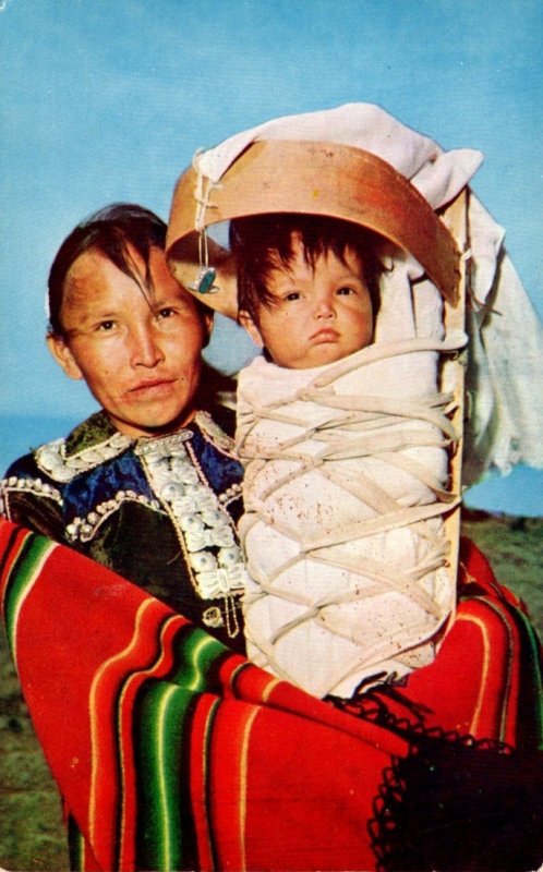 Arizona Navajo Indian Mother With Baby On Cradle Board 1959