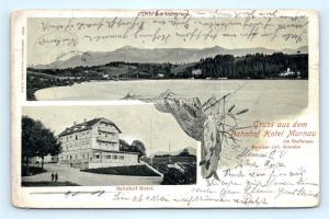 Postcard Germany Gruss Aus dem Bahnhof Hotel Murnau am Staffeisee J13