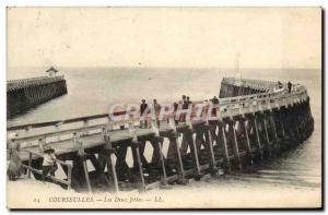 Old Postcard Courseulles Both jetties