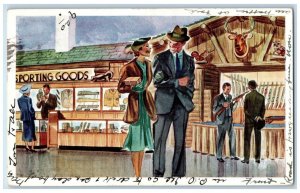 1938 Sporting Goods Log Cabin Gun Shop Greater Wards Albany NY Vintage Postcard 