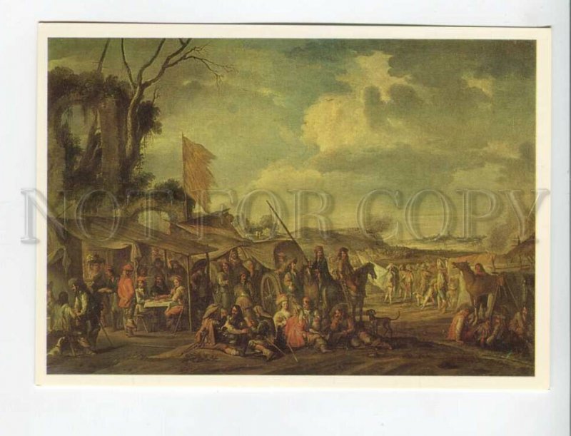 469137 USSR 1988 Flemish painting Cornelis de Wael military camp near ruins