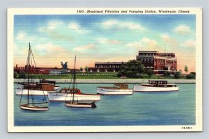 Waukegan IL Illinois Municipal Filtration Pumping Station Postcard