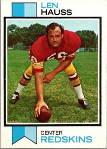 1973 Topps Football Card Len Hauss Washington Redskins sk2415