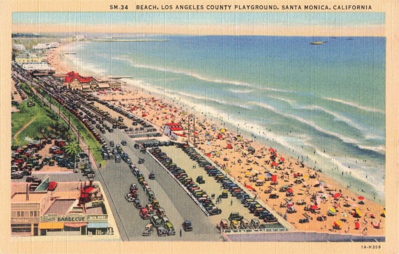 circa 1930's Los Angeles County Beach Santa Monica Ca. Postcard 2R5-133 