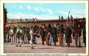 Pueblo Indians Corn Dance Ceremony San Domingo NM Vintage Postcard S04