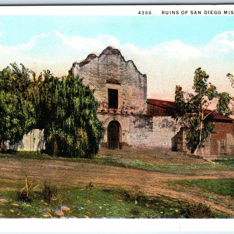 c1910s San Diego, CA Ruins Spanish Mission Cali PC Church Nice Litho Photo A324