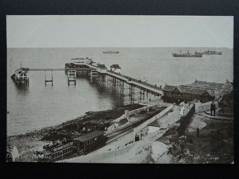 Wales SWANSEA The Mumbles & Pier showing Railway - Old Postcard