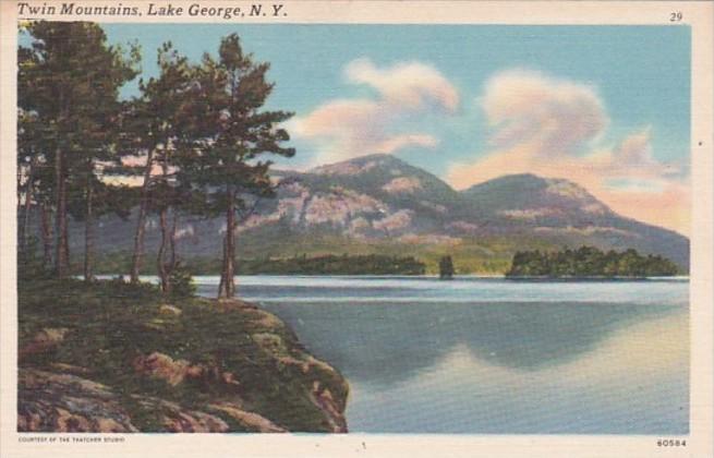 New York Lake George The Twin Mountains 1953