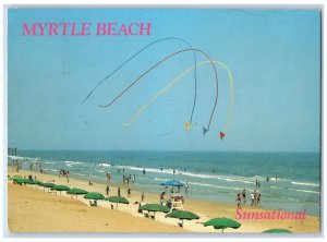 1991 Flying Kite Along Sunny Sunsational Myrtle Beach Florence SC Postcard