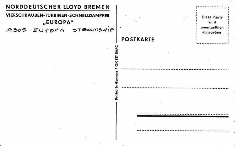 Europa Steamship 1930s Artist impression Postcard 22-2750