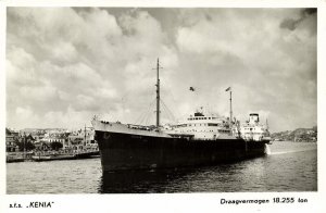 curacao, WILLEMSTAD, Royal Shell Tanker Kenia in Harbour (1950s) RPPC Postcard