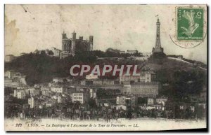 Old Postcard Lyon Basilica And & # 39ascenseur De La Tour De Fourviere