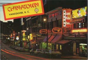 Canada Postcard - Chinatown at Night, Vancouver, British Columbia  RR18129