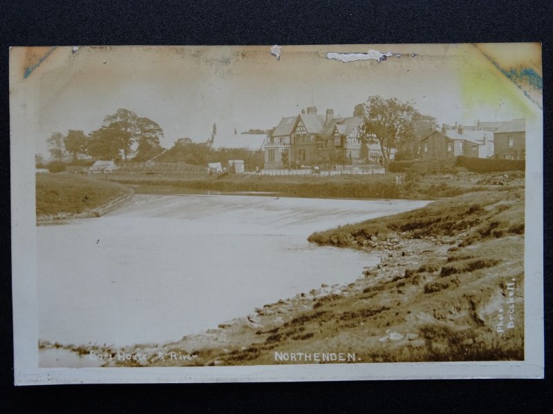 Greater Manchester NORTHENDEN Boat House & River c1912 RP Postcard by Brickell