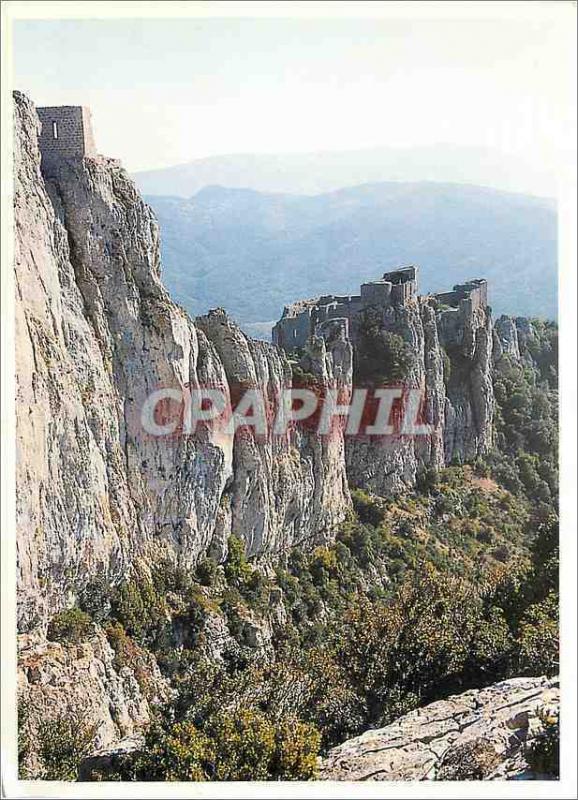 CPM Pays Cathare Chateau de Peyrepertuse les Falaises de la Facade sud