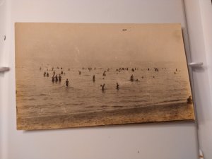 Vintage AZO RPPC Unidentified People Swimming Real Photo Postcard