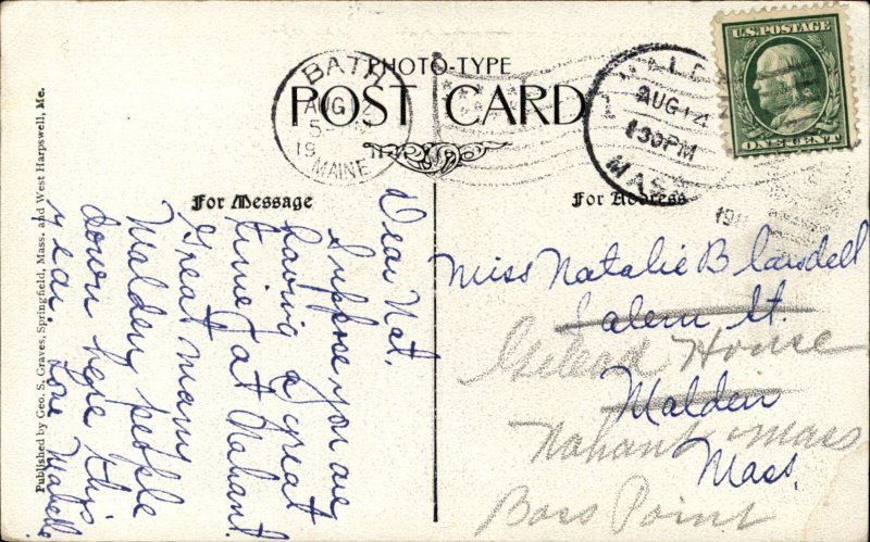 Phippsburg ME Maine New Meadows River Foster's Point c1900-20s Vintage Postcard