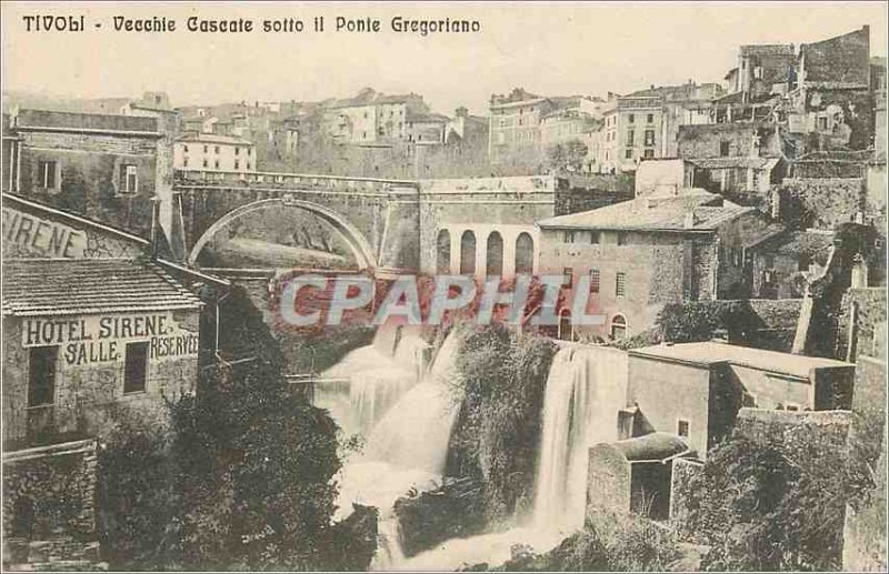 Postcard Old Tivoli Cascate Vecchie Sotto Il ponte Gregoriano