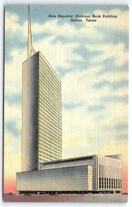 1940s DALLAS TEXAS NEW REPUBLIC NATIONAL BANK BUILDING LINEN POSTCARD P581