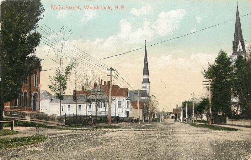 Vintage Postcard Main Street Woodstock NB Canada  Carleton County