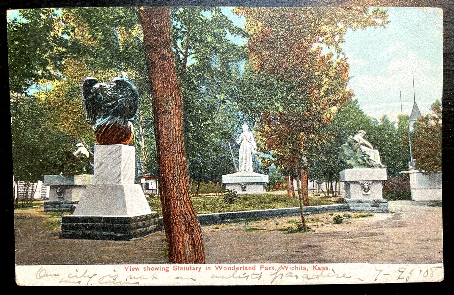 Vintage Postcard 1908 Statuary in Wonderland Park, Wichita Kansas