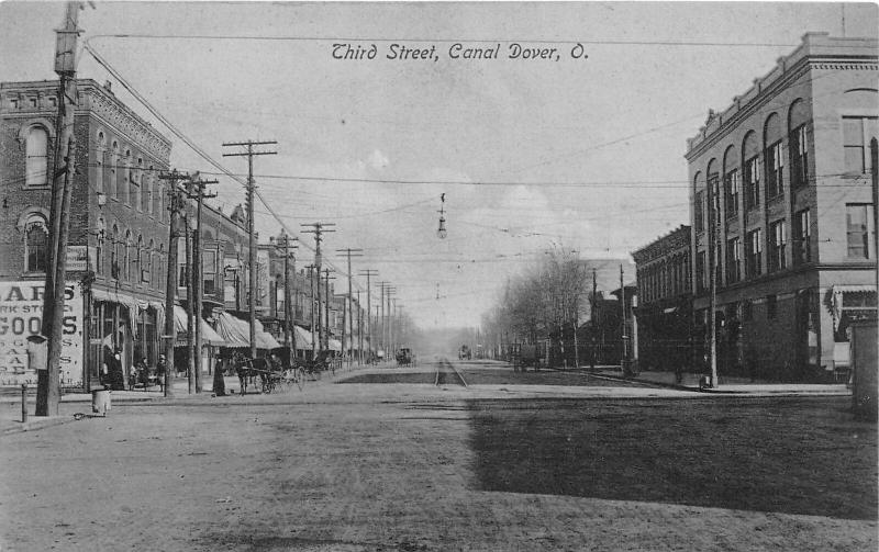 F63/ Canal Dover Ohio Postcard c1910 Third Street Stores