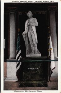 General Warren Statue Charlestown Massachusetts Vintage Postcard C040