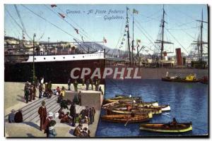 Old Postcard Genova Al Ponte Federico Guglielmo Charter